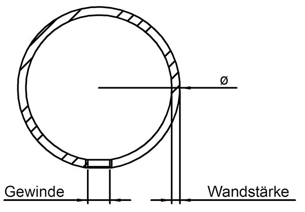 Hohlkugel, Ø 80mm mit Gewinde M8, Wandstärke...