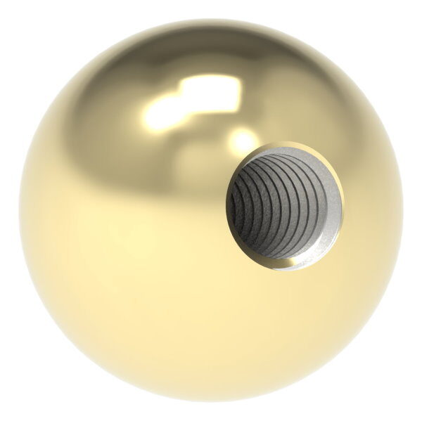 Messingkugel, Ø 12mm, mit Gewinde M4, aus Edelstahl V2A, Messing beschichtet, für den Außenbereich geeignet