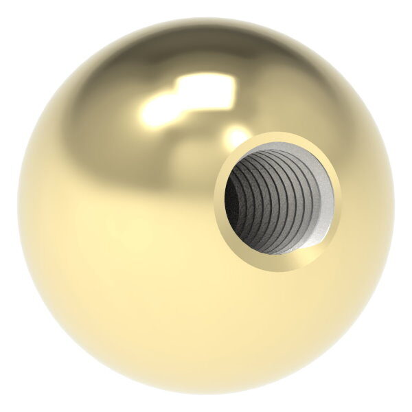 Messingkugel, Ø 15mm, mit Gewinde M5, aus Edelstahl V2A, Messing beschichtet, für den Außenbereich geeignet