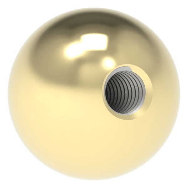 Messingkugel, Ø 20mm, mit Gewinde M6, aus Edelstahl V2A, Messing beschichtet, für den Außenbereich geeignet