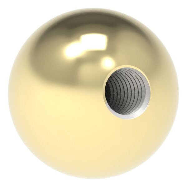 Messingkugel, Ø 25mm, mit Gewinde M8, aus Edelstahl V2A, Messing beschichtet, für den Außenbereich geeignet