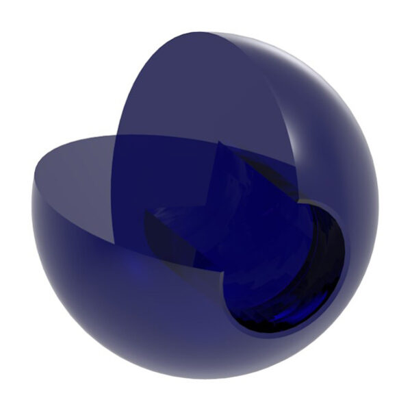 Glaskugel blau, Ø 30mm, mit Sackloch 12,3mm