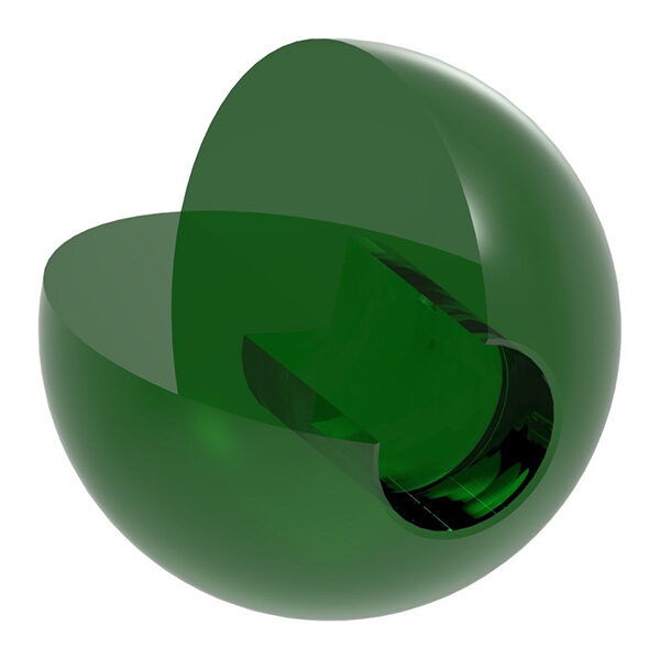 Glaskugel grün, Ø 35mm, mit Sackloch 12,3mm