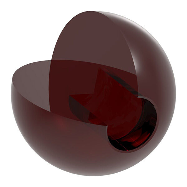 Glaskugel rot, Ø 35mm, mit Sackloch 12,3mm