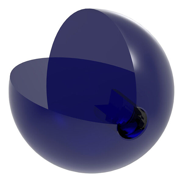 Glaskugel blau, Ø 60mm, mit Sackloch 12,5mm