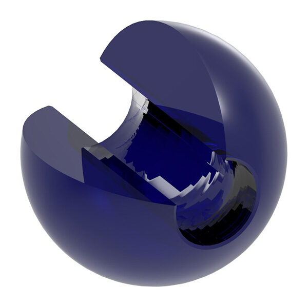 Glaskugel blau, Ø 35mm, mit Durchgangsbohrung 12,3mm