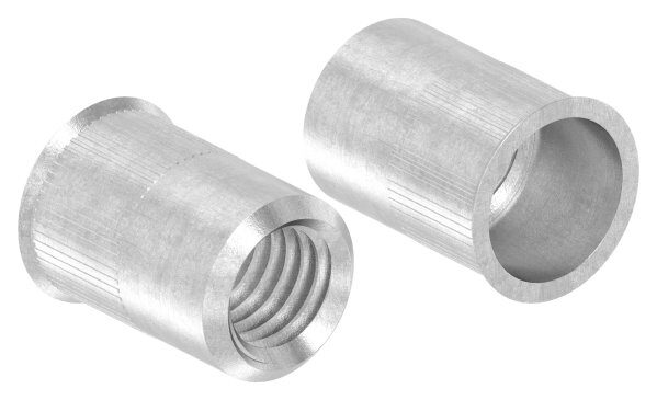 Blind-Einnietmutter M8 mit kleinem Senkkopf, metrisch, Edelstahl V2A, VPE mit 250 Stück
benötigter BohrØ 11,0mm
max. Wandstärke vom Rohr 0,5 - 3,0mm
max. Anzugsdrehmoment 31,0Nm