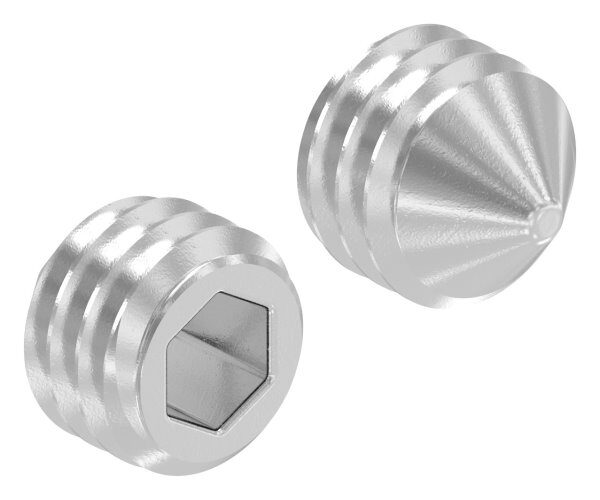 Gewindestift M6x6 mit Innensechskant und Spitze, V2A, DIN...