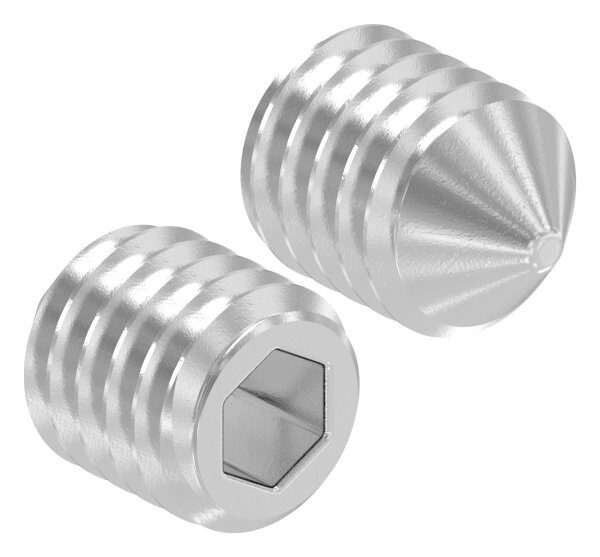 Gewindestift M6x8 mit Innensechskant und Spitze, V2A, DIN...