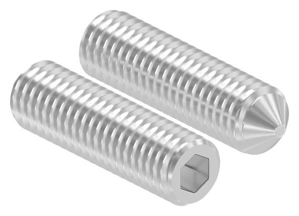 Gewindestift M8x30 mit Innensechskant und Spitze, V2A, DIN 914 / ISO 4027