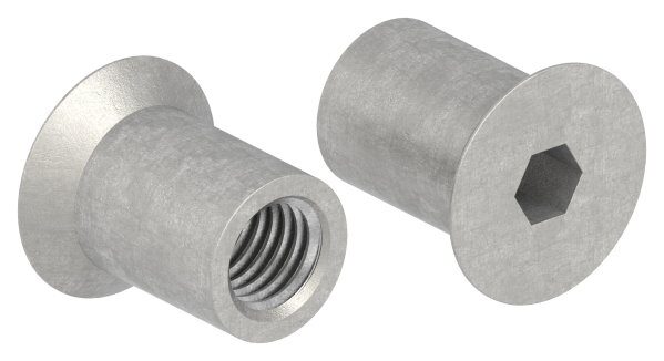 Hülsenmutter mit Senkkopf und Innensechskant, M10x20, Edelstahl V2A