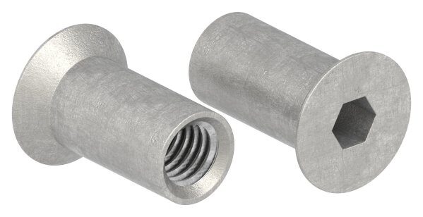 Hülsenmutter mit Senkkopf und Innensechskant, M6x16, Edelstahl V2A
