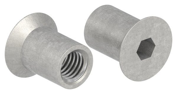 Hülsenmutter mit Senkkopf und Innensechskant, M8x16, Edelstahl V2A
