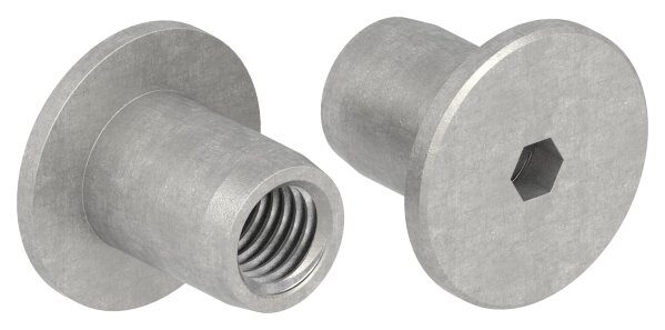 Hülsenmutter mit Flachkopf und Innensechskant, M10, Edelstahl V2A