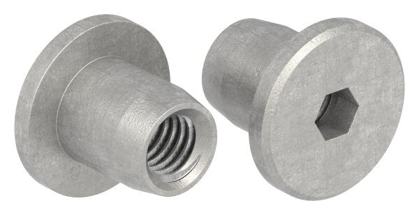 Hülsenmutter mit Flachkopf und Innensechskant, M6, Edelstahl V2A