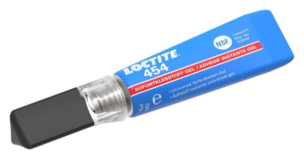 Gelförmiger-Universal-Sofortkleber 3g Tube, gutes Spaltfüllvermögen, auch für Überkopfarbeiten geeignet, Handfest: 5min, Endfestigkeit nach 12 Std.