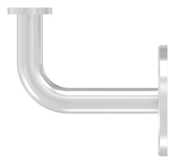 Handlaufhalter ohne Kabeldurchführung ohne Kabelführung, jedoch passend zu Halter mit Kabelführung, mit gerader Anschlussplatte, Ronde 60x5mm, Bügel Ø 14mm, Wandabstand bis Mitte Handlauf 75mm, 3x6,5mm Bohrungen gesenkt, V2A