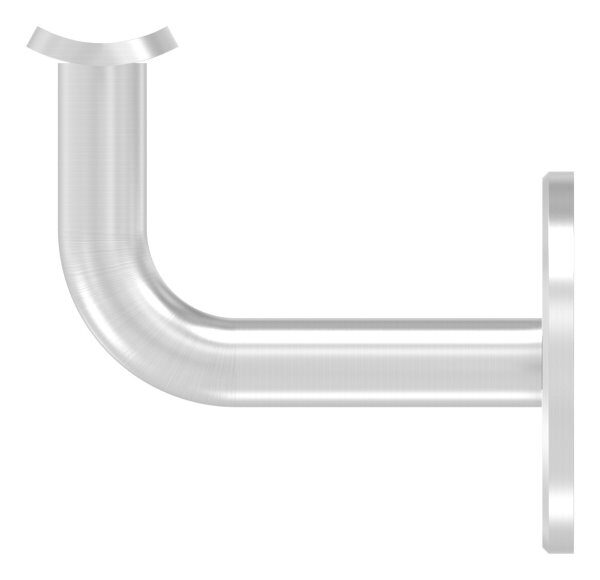 Handlaufhalter ohne Kabeldurchführung ohne Kabelführung, jedoch passend zu Halter mit Kabelführung, mit  Anschlussplatte für Rohr 42,4mm, Ronde 60x5mm, Bügel Ø 14mm, Wandabstand bis Mitte Handlauf 75mm, 3x6,5mm Bohrungen gesenkt, V2A