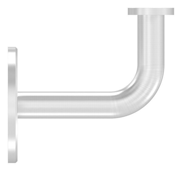 Handlaufhalter ohne Kabeldurchführung ohne Kabelführung, jedoch passend zu Halter mit Kabelführung, mit gerader Anschlussplatte, Ronde 60x5mm, Bügel Ø 14mm, Wandabstand bis Mitte Handlauf 75mm, 3x6,5mm Bohrungen gesenkt, V4A