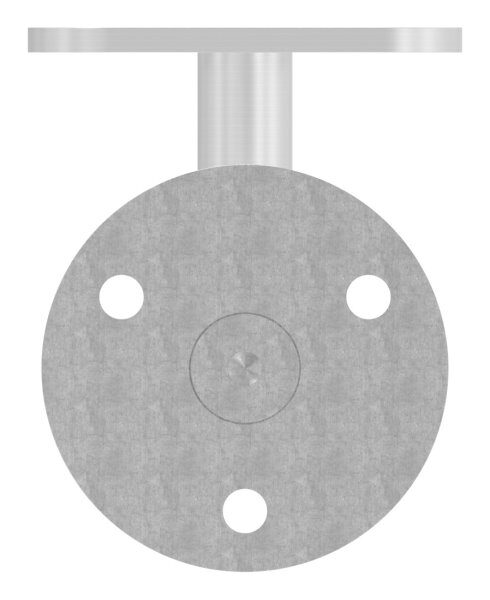 Handlaufhalter ohne Kabeldurchführung ohne Kabelführung, jedoch passend zu Halter mit Kabelführung, mit gerader Anschlussplatte, Ronde 60x5mm, Bügel Ø 14mm, Wandabstand bis Mitte Handlauf 75mm, 3x6,5mm Bohrungen gesenkt, V4A