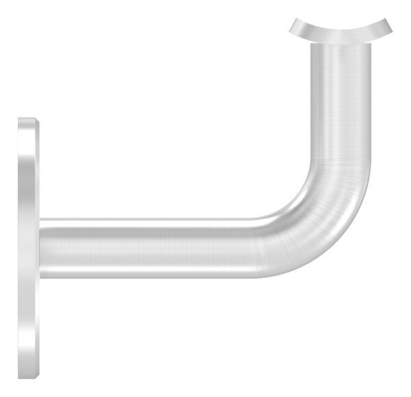 Handlaufhalter ohne Kabeldurchführung ohne Kabelführung, jedoch passend zu Halter mit Kabelführung, mit  Anschlussplatte für Rohr 42,4mm, Ronde 60x5mm, Bügel Ø 14mm, Wandabstand bis Mitte Handlauf 75mm, 3x6,5mm Bohrungen gesenkt, V4A