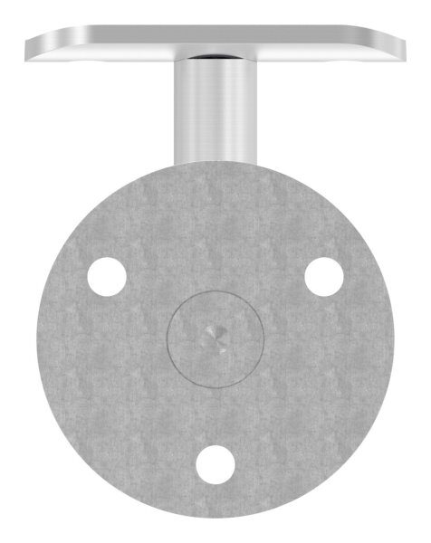 Handlaufhalter ohne Kabeldurchführung ohne Kabelführung, jedoch passend zu Halter mit Kabelführung, mit  Anschlussplatte für Rohr 42,4mm, Ronde 60x5mm, Bügel Ø 14mm, Wandabstand bis Mitte Handlauf 75mm, 3x6,5mm Bohrungen gesenkt, V4A