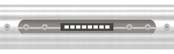 LED Musterhandlauf mit 2x LED Ausschnitten und Handlaufhaltern, komplett vorgefertigt, inkl. 4x Gewinde M5 für Handlaufhalter/ -träger bestehend aus:
- 1x V2A Rohr 42,4x2,0mm mit L: 800mm
- 2x LED mit 3000 und 4000 K (warm und neutralweiß)
- 1x LED Kappe