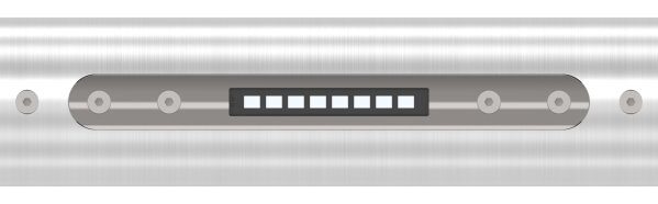 LED Musterhandlauf mit 2x LED Ausschnitten und Handlaufhaltern, komplett vorgefertigt, inkl. 4x Gewinde M5 für Handlaufhalter/ -träger bestehend aus:
- 1x V2A Rohr 42,4x2,0mm mit L: 800mm
- 2x LED mit 3000 und 4000 K (warm und neutralweiß)
- 1x LED Kappe