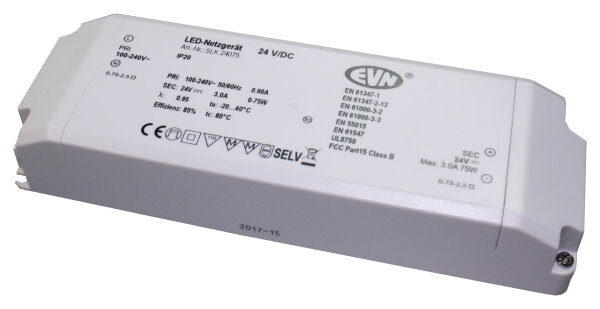 LED Netzgerät 24VDC mit 0,1 - 36W, IP20 nur für den Innenbereich geeignet bis zu 10 LED-Module möglich