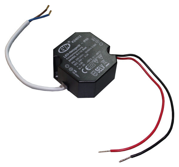 LED Netzgerät 24VDC mit 0 - 12W, IP65 für den Innen- und Außenbereich geeignet bis zu 4 LED-Module möglich