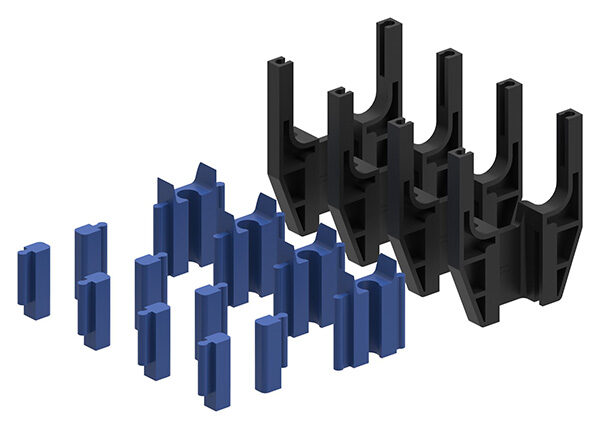 Rail Fix Montagekoffer Starterset, bestehend aus: 4x Grundträger, 4x Haltevorrichtung für die TrägerØ 12mm, 8 Distanzstücke für HandlaufØ 42,4mm