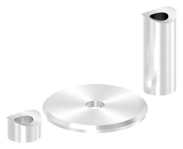 Wandbefestigung zu den französischen Balkonen für Rundrohr 33,7mm (Ronde + Distanzhülse + Ausgleichsstück)
Wandabstand 49mm