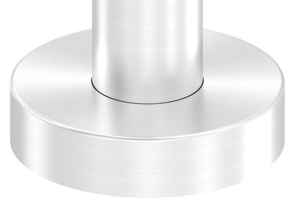 Edelstahlpfosten 42,4x2,0mm V2A zur Bodenmontage, H: 880mm, Ronde und Rohr verschweißt,
mit 4x Fließformgewinde M6, inkl. Ankerplatte und Abdeckrosette