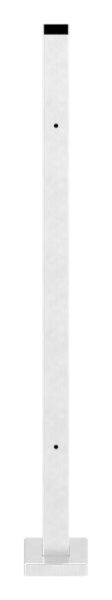 Edelstahlpfosten 40x40x2,0mm V2A zur Bodenmontage, H: 880mm, Ronde und Rohr verschweißt,
mit 4x Fließformgewinde M8, 180° versetzt, inkl. Ankerplatte und Abdeckrosette