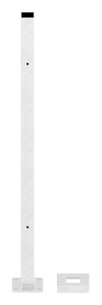 Edelstahlpfosten 40x40x2,0mm V2A zur Bodenmontage, H: 880mm, Ronde und Rohr verschweißt,
mit 4x Fließformgewinde M8, 180° versetzt, inkl. Ankerplatte und Abdeckrosette