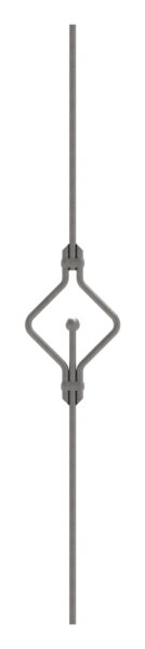 Designstab aus Ø 12mm mit Kugel Ø 25mm, doppelt, H: 1000mm, S235