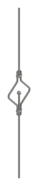 Designstab aus Ø 12mm mit Kugel Ø 25mm, doppelt, H: 1000mm, S235