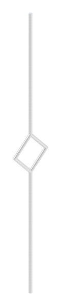 Zierstab aus Ø 12mm, mit Quadrat, H: 1000mm, geschliffen V2A