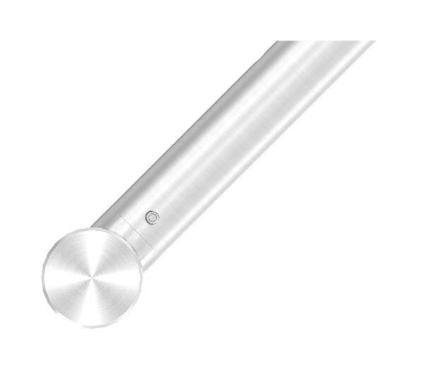 Stoßgriff inkl. Halter mit 45° Schräge 45°, Ø 33,7mm, L: 1,2m, mit 2x Fließformgewinde M8 mit Abstand 900mm, oben und unten flach verschlossen, geschliffen K240, V2A 
bestehend aus: