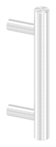 Stoßgriff inkl. Halter gerade Ø 33,7mm, L: 300mm, mit 2x Fließformgewinde M8 mit Abstand 200mm, oben und unten flach verschlossen, geschliffen K240, V2A 
bestehend aus: