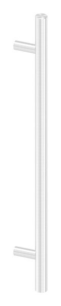 Stoßgriff inkl. Halter gerade Ø 33,7mm, L: 800mm, mit 2x Fließformgewinde M8 mit Abstand 600mm, oben und unten flach verschlossen, geschliffen K240, V2A 
bestehend aus: