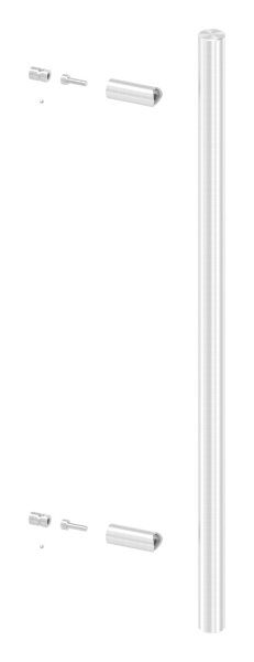 Stoßgriff inkl. Halter gerade Ø 33,7mm, L: 800mm, mit 2x Fließformgewinde M8 mit Abstand 600mm, oben und unten flach verschlossen, geschliffen K240, V2A 
bestehend aus:
