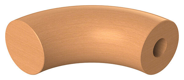 90° Endbogen für Holzhandlauf Buche, Ø 42mm, geschliffen und lackiert, inkl. Dübelbohrung und Dübel:  (15x35mm)
- nur für den Innenbereich geeignet -
