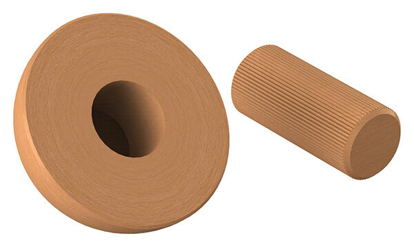 Endkappen für Holzhandlauf Buche, Ø42mm, halbrund, geschliffen und lackiert, mit Dübelbohrung und Dübel (15x35mm)
- nur für den Innenbereich geeignet -