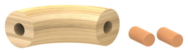 90° Bogen für Holzhandlauf Eiche, Ø42mm, geschliffen und lackiert, inkl. Dübelbohrung und Dübel (15x35mm)
- nur für den Innenbereich geeignet -