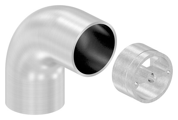 Endbogen 90° für 42mm Holzhandlauf, inkl. 1 Adapter, V2A