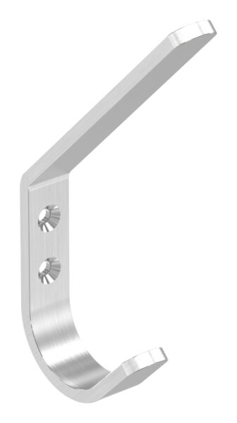 Kleiderhaken / Bügel aus Edelstahlflach 18x5mm, Korn 240 geschliffen, mit 2x Bohrung 5mm gesenkt, Höhe 156mm, V2A