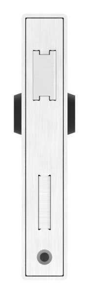 Edelstahlschlosskasten mit verzinktem Schloss, Abmessung: 30x94,5x173mm, Stulp, Riegel und Falle aus Edelstahl, geschliffen