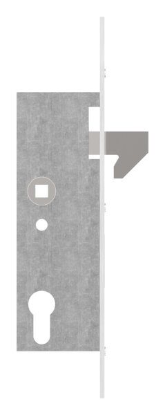 Rohrrahmenschloss verzinkt mit Hakenfalle (z.B. für Schiebetore), Dornmaß 40mm, Stulpe Edelstahl