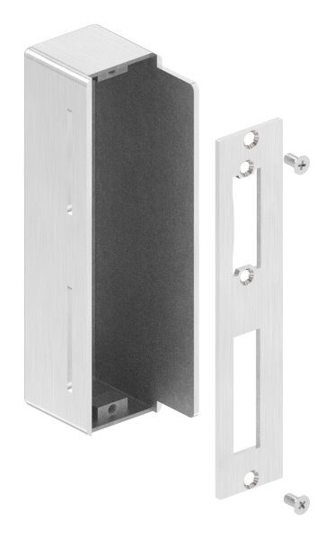 Edelstahlgegenkasten eckig, für Abstand 72mm, 40mm, geeignet für elektrischen Türöffner, links und rechts verwendbar, geschliffen, V2A